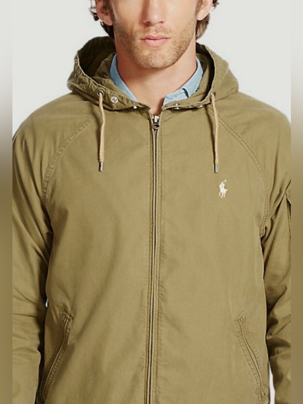 Polo Ralph Lauren parka jacket windbreaker olive green full-zip hoodie camo army